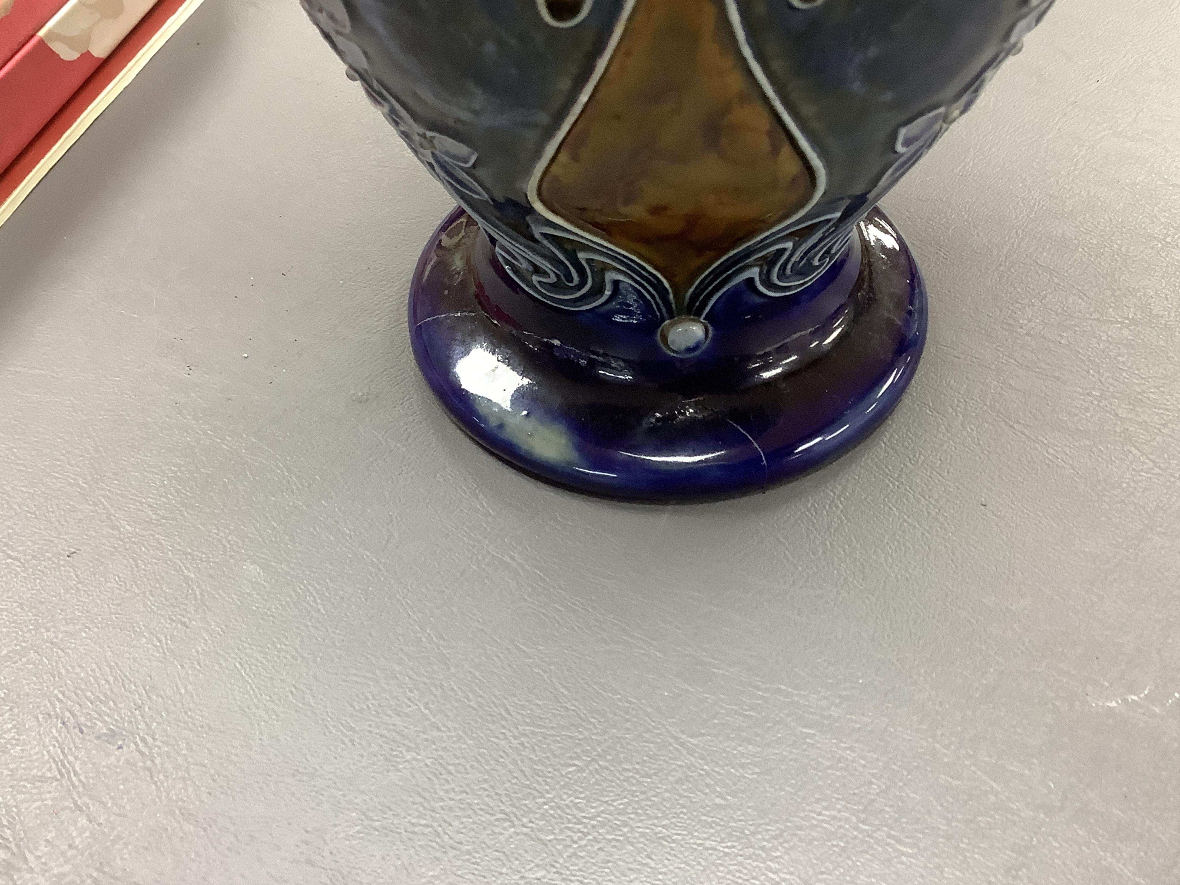 A Doulton Lambeth vase by Eliza Simmance, with repaired foot, 28cm high